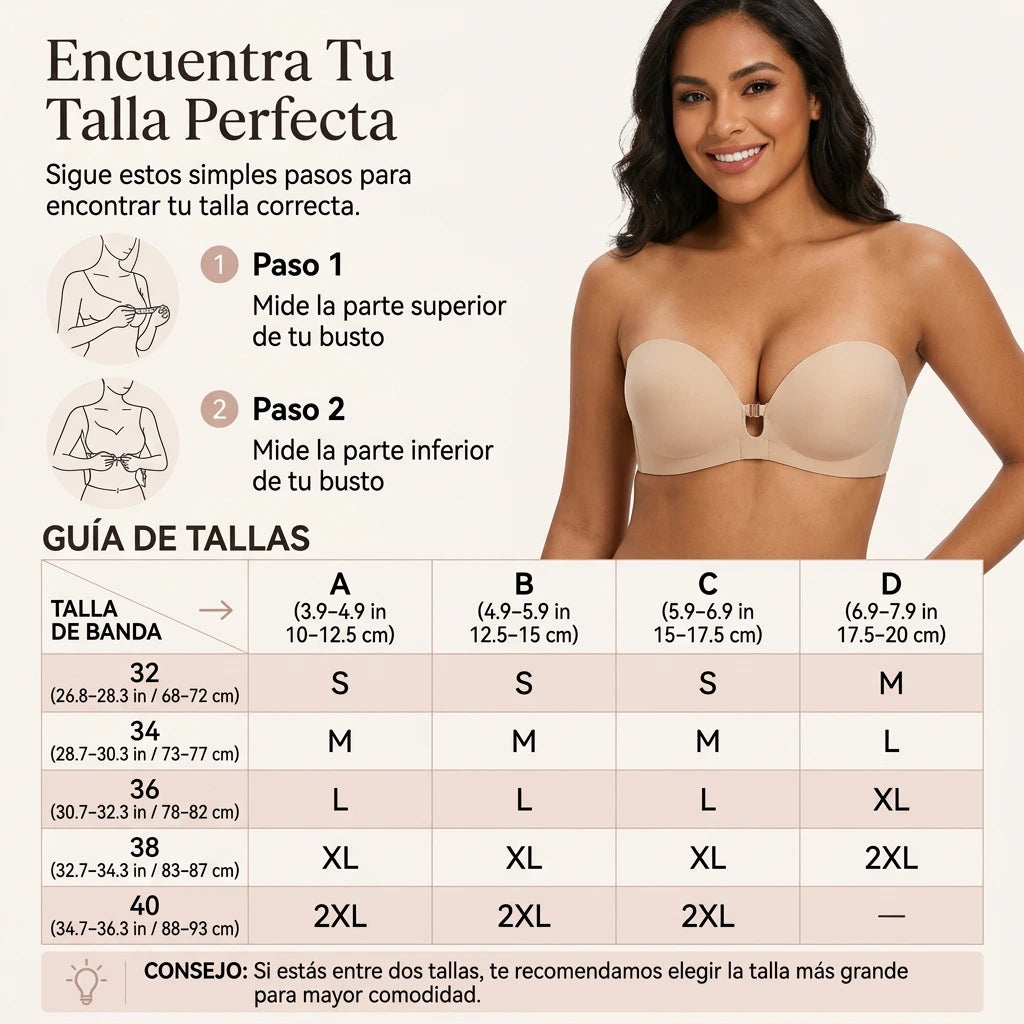 Nalya Push-Up Strapless — Antideslizante y Sin Varilla